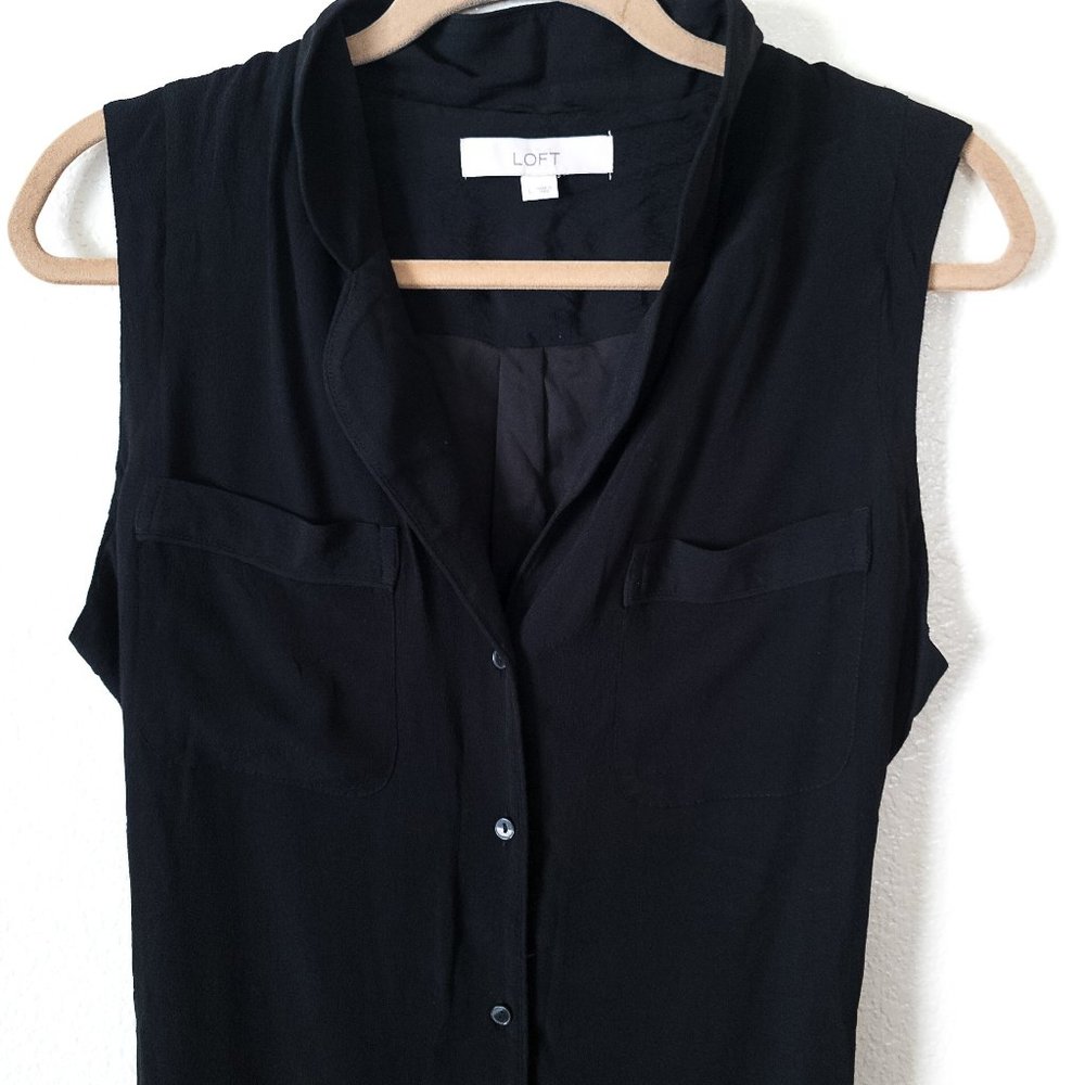 LOFT Black Button-up Dress - sz large